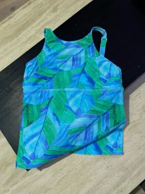 next Blue and Green Leaf-Print Girls' Tank Top